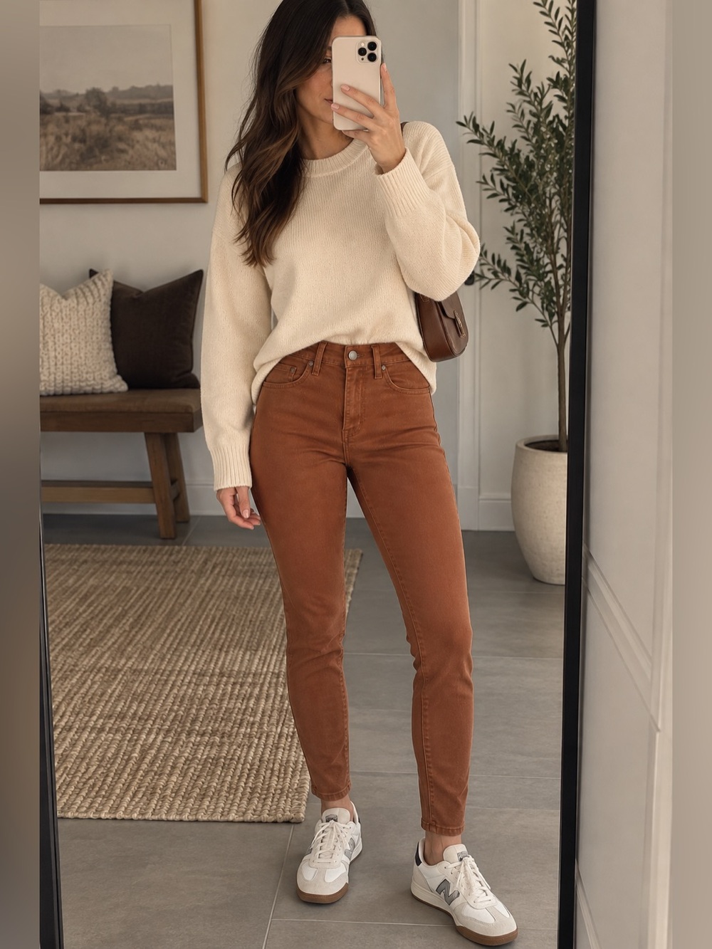 RW&CO Natalie Rust Skinny Pants S Burnt Orange Fall Preppy Dark Academia - Picture 2 of 8